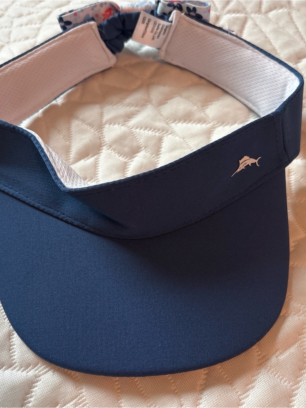 Navy Golf Visor with Silver Marlin Logo